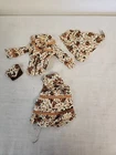 VTG  Barbie / Clone Fashion Brown Floral Skirt Jacket Head Scarf   & Purse 4 Pcs