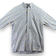 Chaps Classic Fit Oxford Long Sleeve Blue/Green Plaid Button Down Mens 15-15-1/2