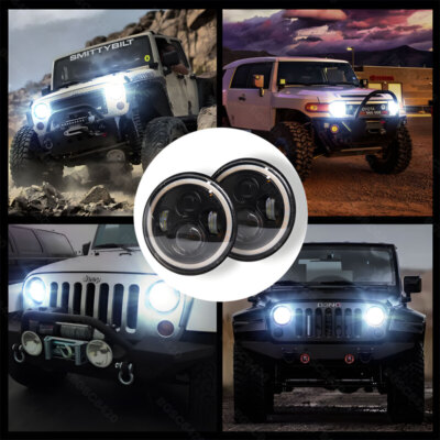 7-inch Round Chrome LED Headlights With Halo DRL – Hi/Lo Beam For VW Beetle 1950-1979 5 thumbnail image