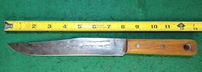 Vtg 8'' Carbon Steel Carving / Slicing Knife W/ Wood Scales, No Maker's Name
