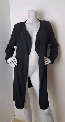 THOUGHT Strickjacke Größe 12 85 % Baumwolle & 15 % Wolle lang Midi anthrazit/schwarz sehr guter Zustand 