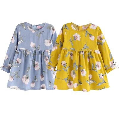 Toddler Baby Dress Girl Clothes Long Sleeve Floral Bowknot Party Princess Dress 
