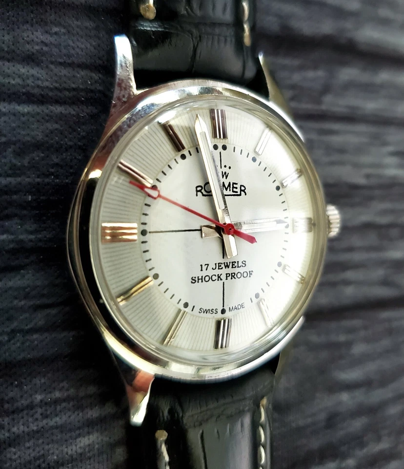 Rare Roamer Brevete Swiss Mens Manual Watch White Serviced - Image 2 of 4