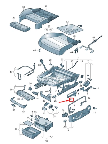 VW TOURAN 5T VORNE LINKS SITZHÖHENVERSTELLUNG GRIFF 510882251ARM5