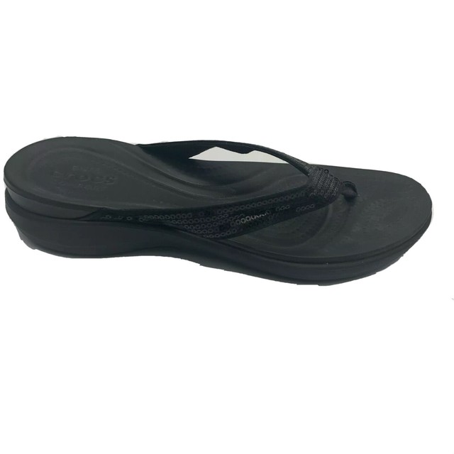 Crocs Womens Black Dual Comfort Flip Flops Thong Slip on Sandals 204311 Size 8w for sale online 
