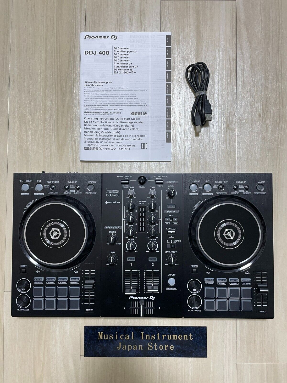 Pioneer DDJ-400 DJ Controller Portable 2-Channel Used with Cable from Japan