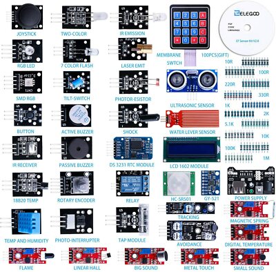 37 Komponenten Module Geräte Sensoren Widerstände Kompatibel Mit Arduino