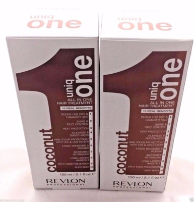  UNIQ 1 COCONUT 5.1OZ  2PC 10 BENEFITS. REPAIR,SHINE,PROTECT,SMOOTH,BODY,UVA,UVB