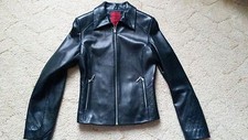 New John Richmond Ladies Womens Black Soft Leather Biker Style Jacket Size 8