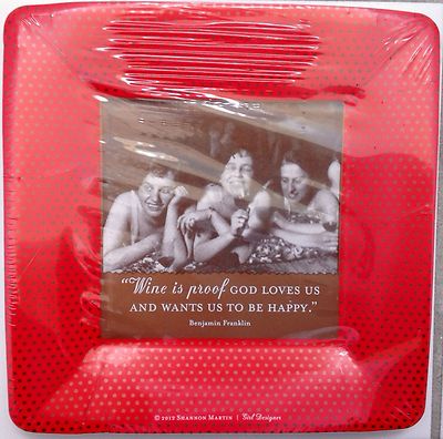 Shannon Martin Girl Designer 8 Red Photo Paper Party Plates Wine is Proof 7''