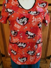 Mickey Minnie Mouse Women's Nurse Scrub Top Love Hospital Medium M