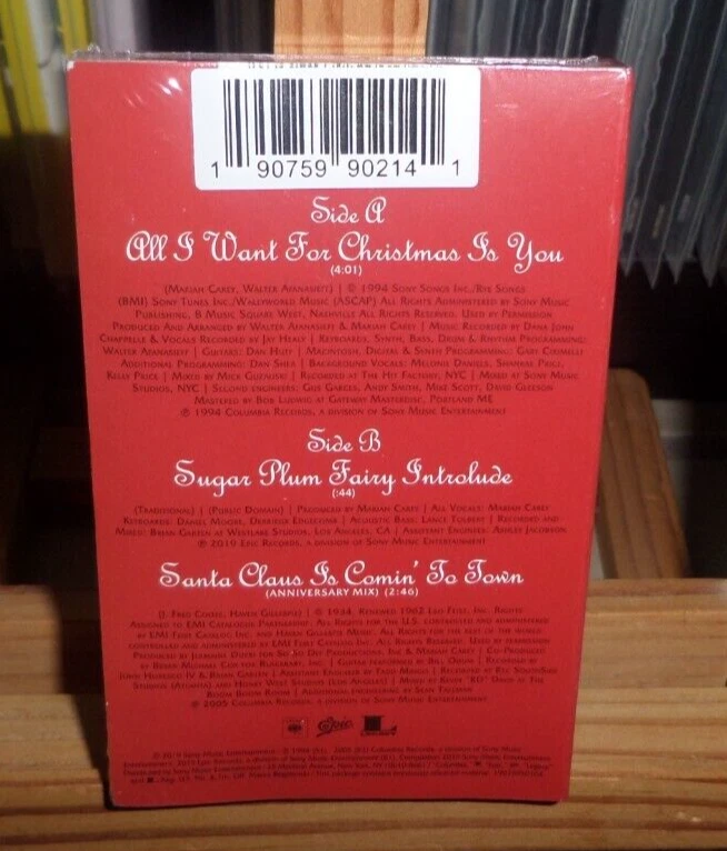 MARIAH CAREY ALL I WANT FOR CHRISTMAS NEW CASSETTE SINGLE RED SHELL SANTA CLAUS - Image 2 of 4