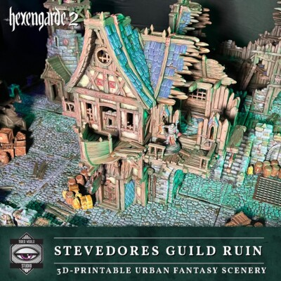 #ad #ad Hexengarde Stevedore#x27;s Guild Ruin 28 32mm Scale Building for Damp;D RPG Mordheim $64.99