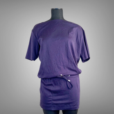hermes beach dress Hermes Drawstring Waist Plum Beach Dress Made In France Stretch Cotton EU  40