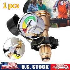 Propane Tank Gauge Brass Adapter w/Gas Pressure Level Meter Indicator for BBQ RV