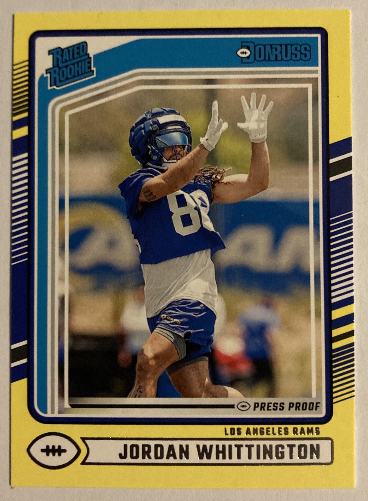 Jordan Whittington Panini Donruss #352 Press Proof Yellow