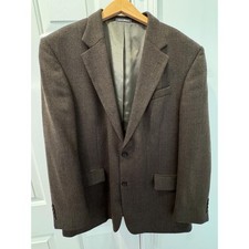 Oscar de la Renta Mens 46L Brown 100 Wool 2 Button Blazer Sport Coat Jacket