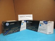 LOT OF 2 GENUINE HP Q6001A 124A CYAN LASERJET TONER CARTRIDGES 1 SEALED-1 OPENED