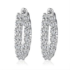 Full Pavé Moissanite Hoop Earrings-0.1 Carat | 925 Sterling Silver-GRA Certified