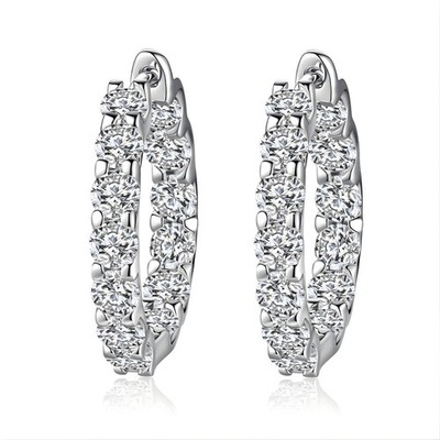 Voll Pavé Moissanit Creolen - 0,1 Karat | 925 Sterling Silber - GRA zertifiziert