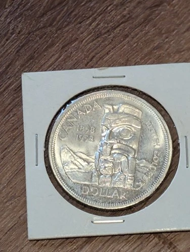 1958 Canada British Columbia - "Totem Pole" Silver Dollar Uncirculated Bu