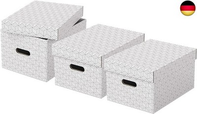 Esselte 3er Set mittelgroße Aufbewahrungs- & Geschenkboxen mit Deckel, 