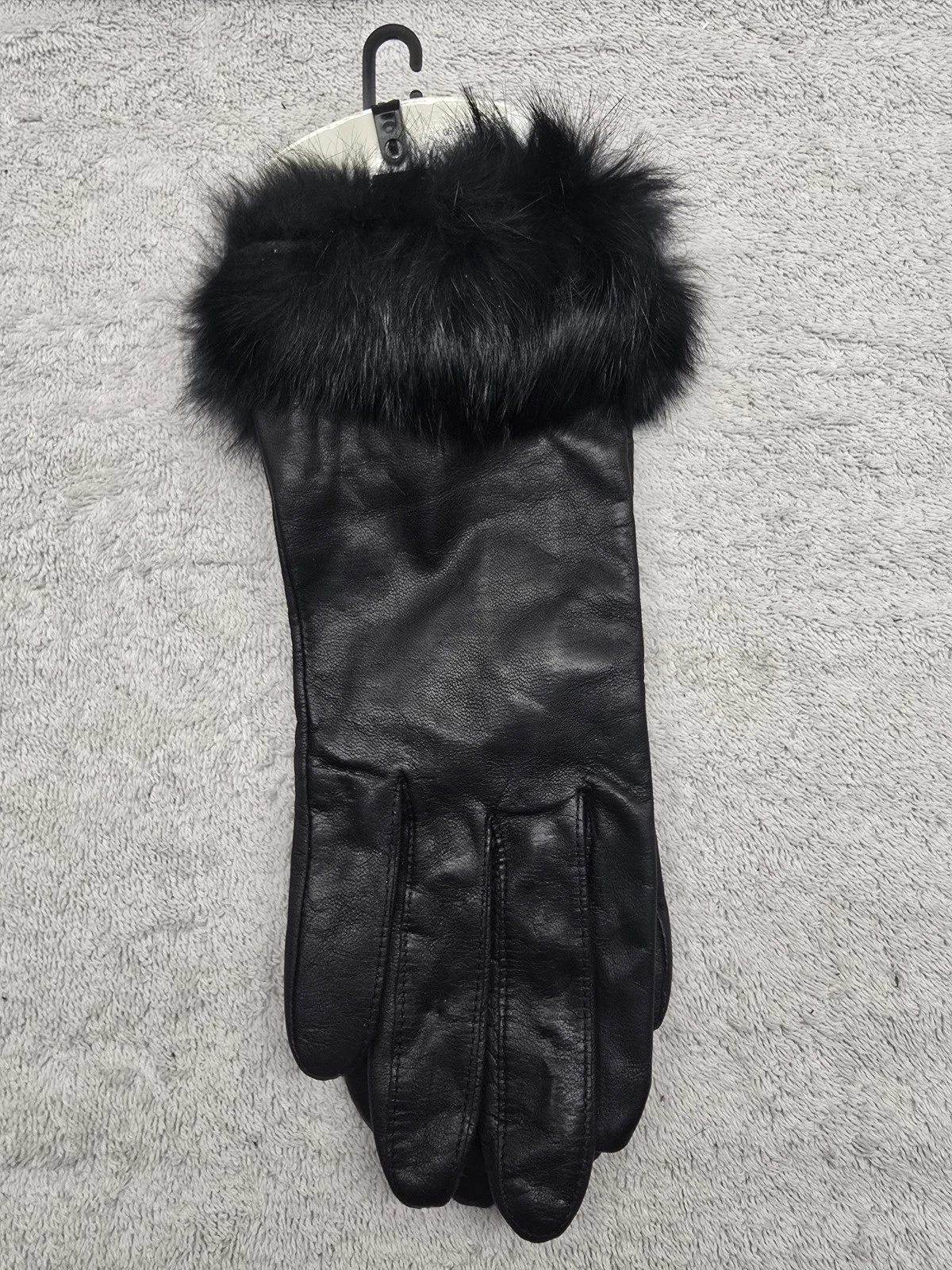 Wilsons Women's Gloves Black W/Rabbit Fur Cuff Small New