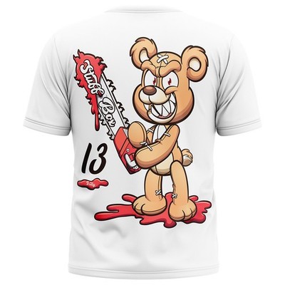 Stuff-Box Herren Rundhals Kurzarm Shirt weiß Teddy Chainsaw STB-1156 Print Bär