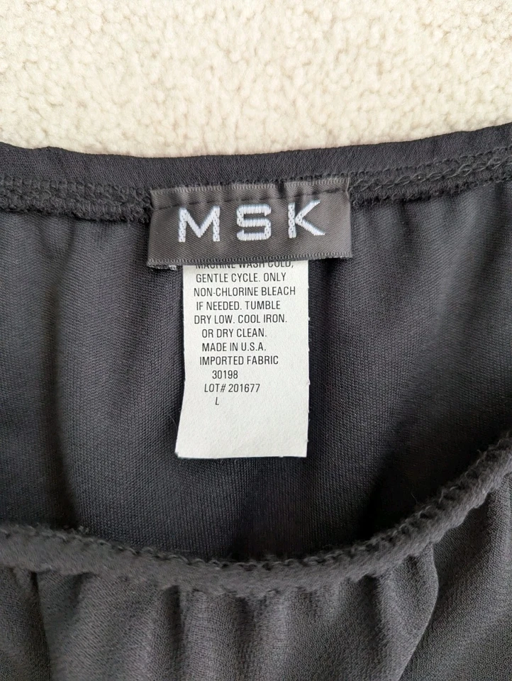 MSK Woman Size L Black Stretch Knit Polyester Lined Long Flare Skirt - Image 2 of 4