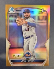 Jose Peroza 2023 Bowman True Gold Refractor # /50 Chrome BCP-149