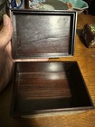 Vintage Chinese Japanese Wooden Box Jade Inlay Wooden Cover Has Crack — photo 6