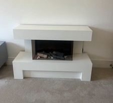 Lovely - Electric Fireplace, Log Fire Flame effect, White Surround Standing Set