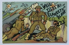 WWII Comic Postcard “Well I’ll Be a Blankety Blank” Curt Teich C.T. Army Comics
