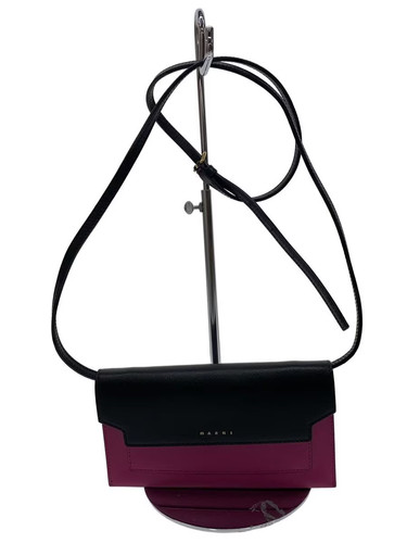 MARNI Wallet Bag, Bicolor Shoulder Bag, Leather, Black (Solid Color)