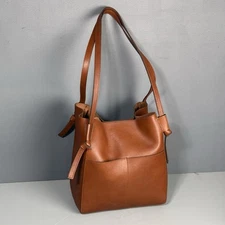 Madewell Brown Leather Bucket Tote Bag Large Shoulder Purse Double Strap