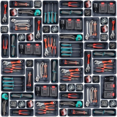 45 Pack Tool Box Organizer Tray, 3-Sizes Tool Box Organizers And Storage, for...