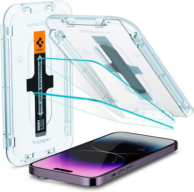 Spigen 2 Stück Schutzfolie für iPhone 14 Pro Max Glas.tR EZ Fit 9H Kratzfest