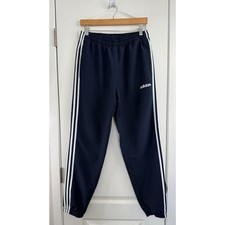 Adidas Men's 3 Stripe Navy Blue White Polyester Jogger Track Pants Size M Medium