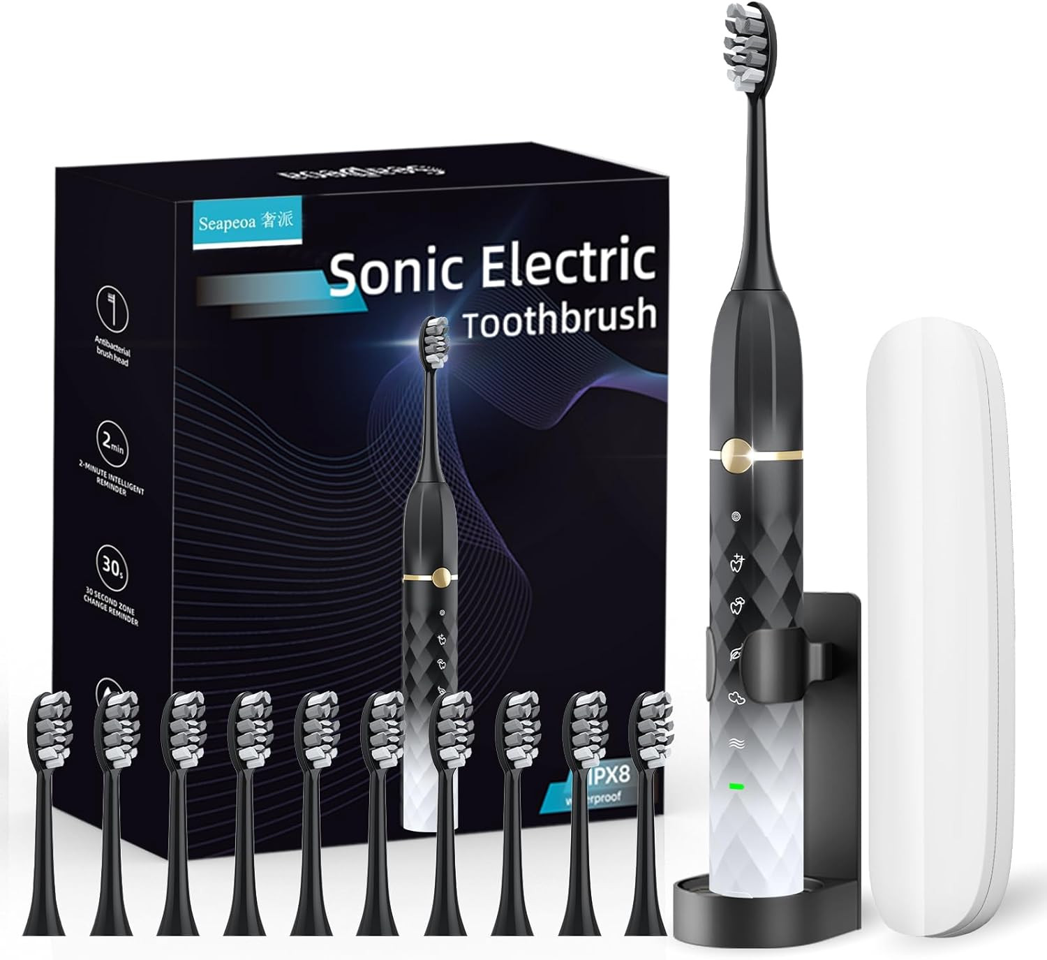Electric Toothbrush Set Equipped with 10 Brush Heads and Tra