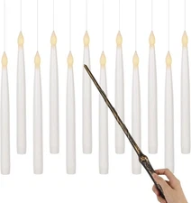 10.8" Floating Candles with Magic Wand Remote Timer, Flameless Taper Candles