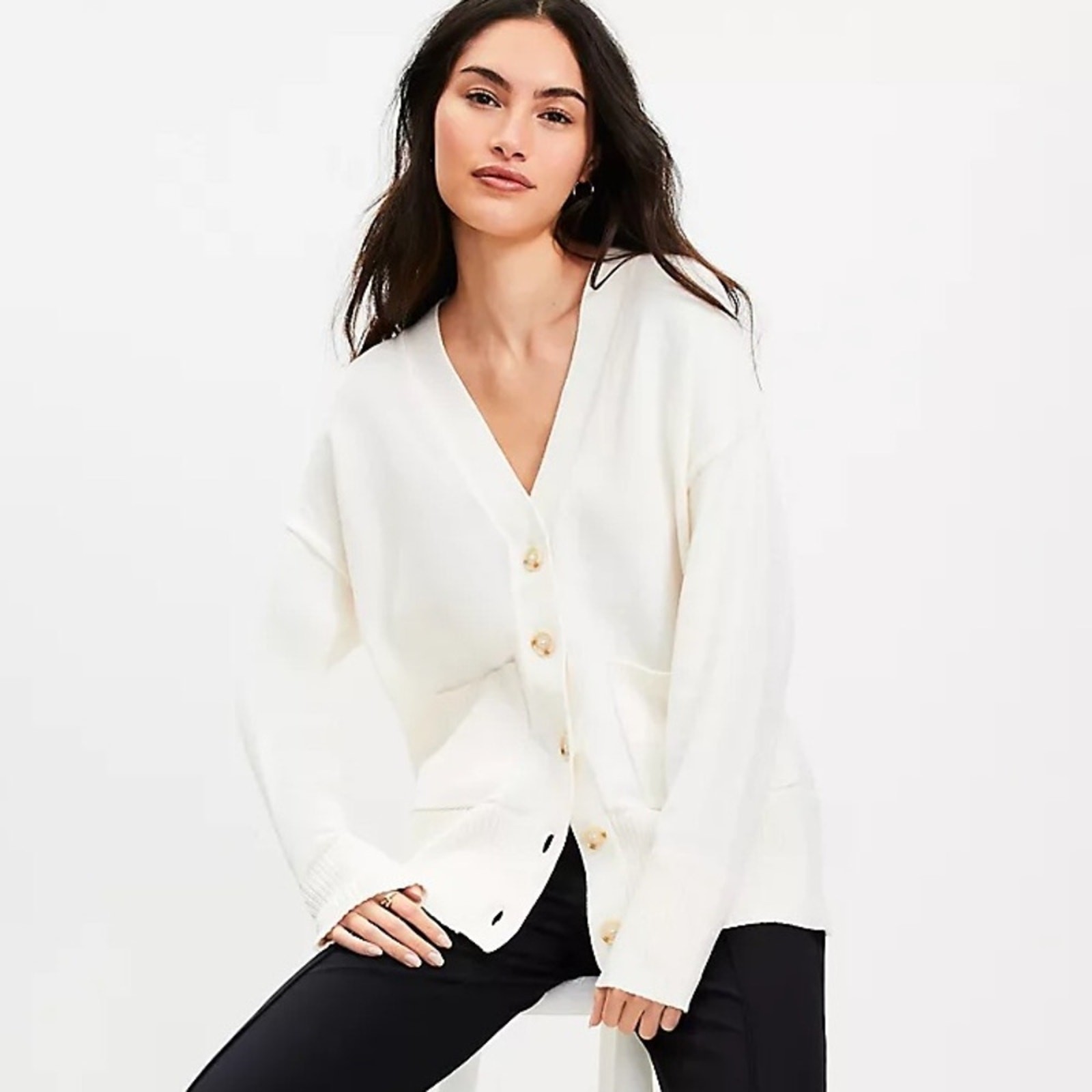 Loft Size Small Cotton Button Down Girlfriend Car… - image 3