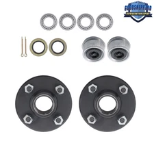 2 × Trailer Wheel Hub Kits &  Bearings 4 on 4'' For 2000 lbs 1'' Spindle Axle