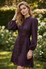 Chelsea28 Burgundy Lace Dress Romantic Goth Button Tie Waist Nordstrom Size M