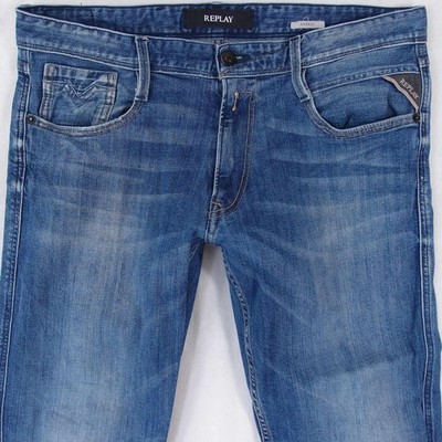 Herren Jeans Replay M914 ANBASS Stretch Slim Tapered Blau W32 L32