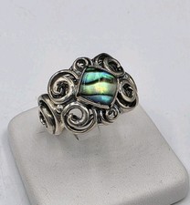 Sterling Silver and Mother-of-Pearl Statement Ring Size 7