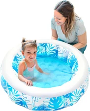 Kids Inflatable Kiddie Pool 36x8.5 Soft Floor Baby Toddler Indoor Outdoor Blue!!