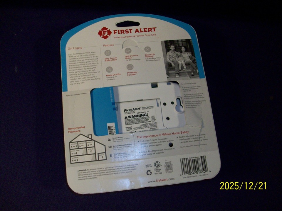 First Alert Carbon Monoxide Plug In Alarm W/ Battery Backup Sealed | eBay