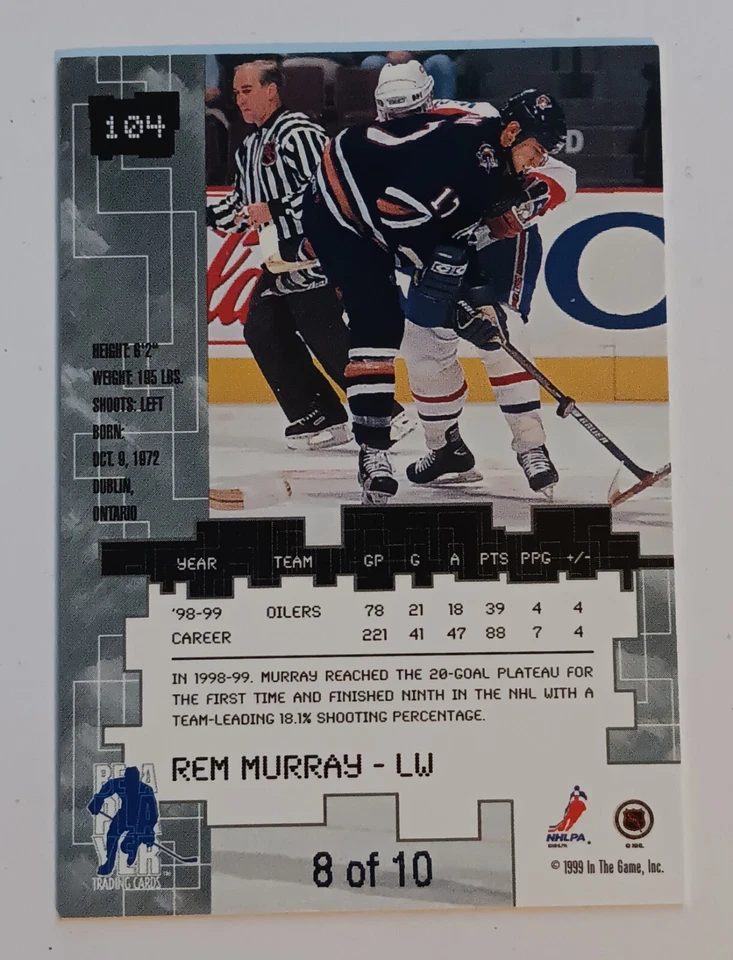 1999-00 BAP Millennium Emerald Rem Murray /10 Edmonton Oilers - Image 2 of 2