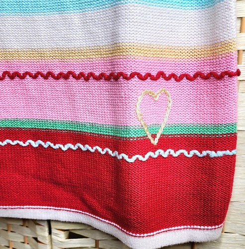 Vintage Breckenridge Ramie Cotton Sz S Striped Heart Embroidered Sweater - Picture 7 of 10
