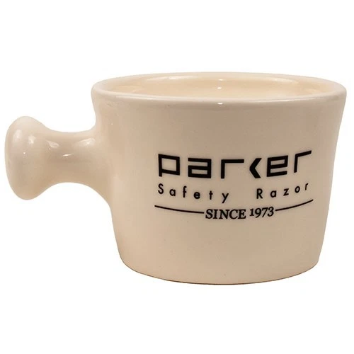 Parker Safety Razor Deluxe Ivory Stoneware Apothecary Style Shave Mug Handmade